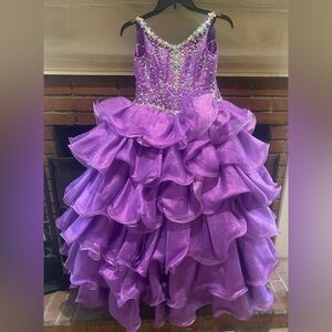 Elegant Purple Ruffled Kids Dress